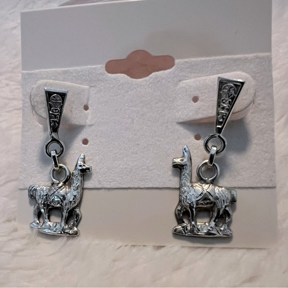 Native Llama .950 Sterling Silver Earrings - Picture 2 of 4